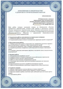 Приложение к свидетельству о допуске к строительным работам Дивногорск СРО в строительстве